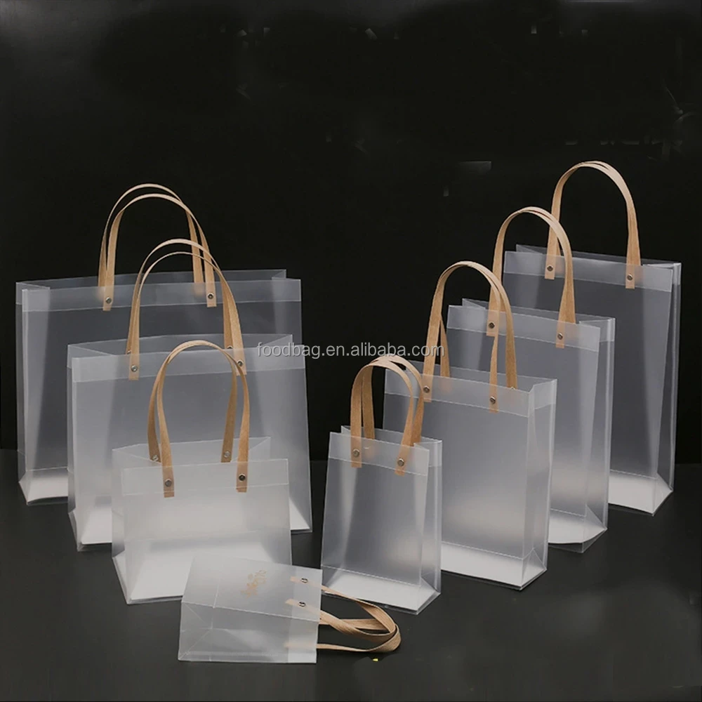 Frosted PP Bags Plastic Gift Bags With Handles Gift Wrapping Flower Package Bag Decor Supplies High-quality Translucent Tote