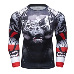 Custom Logo Men Running T-shirt Fitness Rash Guard Bodybuilding Cross Long Sleeve T-shirt