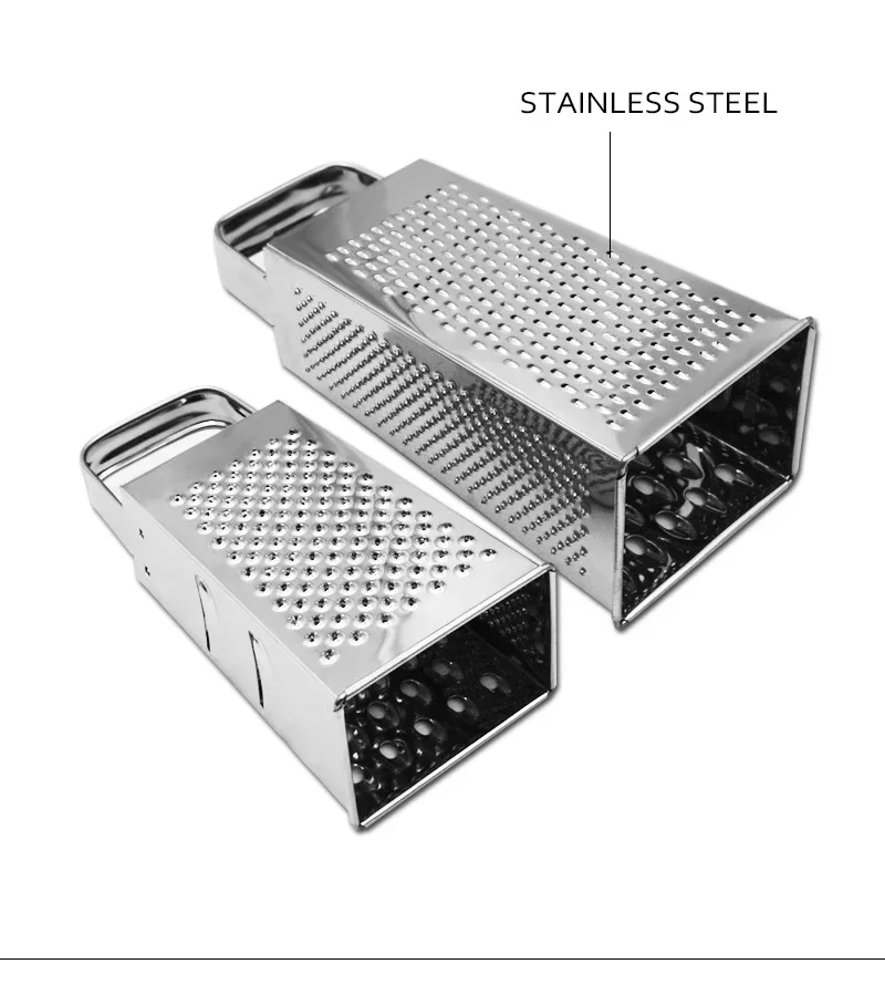 6 Inch Kitchen Box Grater Stainless Steel 4-Sided Handheld Vegetable Slicer Cheese Grater