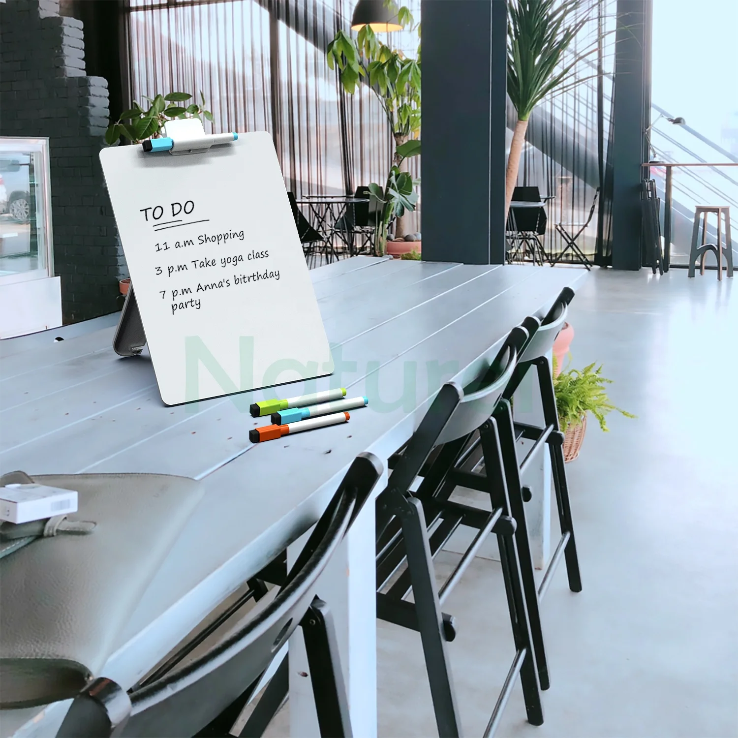 Small Glass Whiteboard Desktop Glass Dry Erase Board with Adjustable Wood Stand Reusable Desk Notepad for Home Office