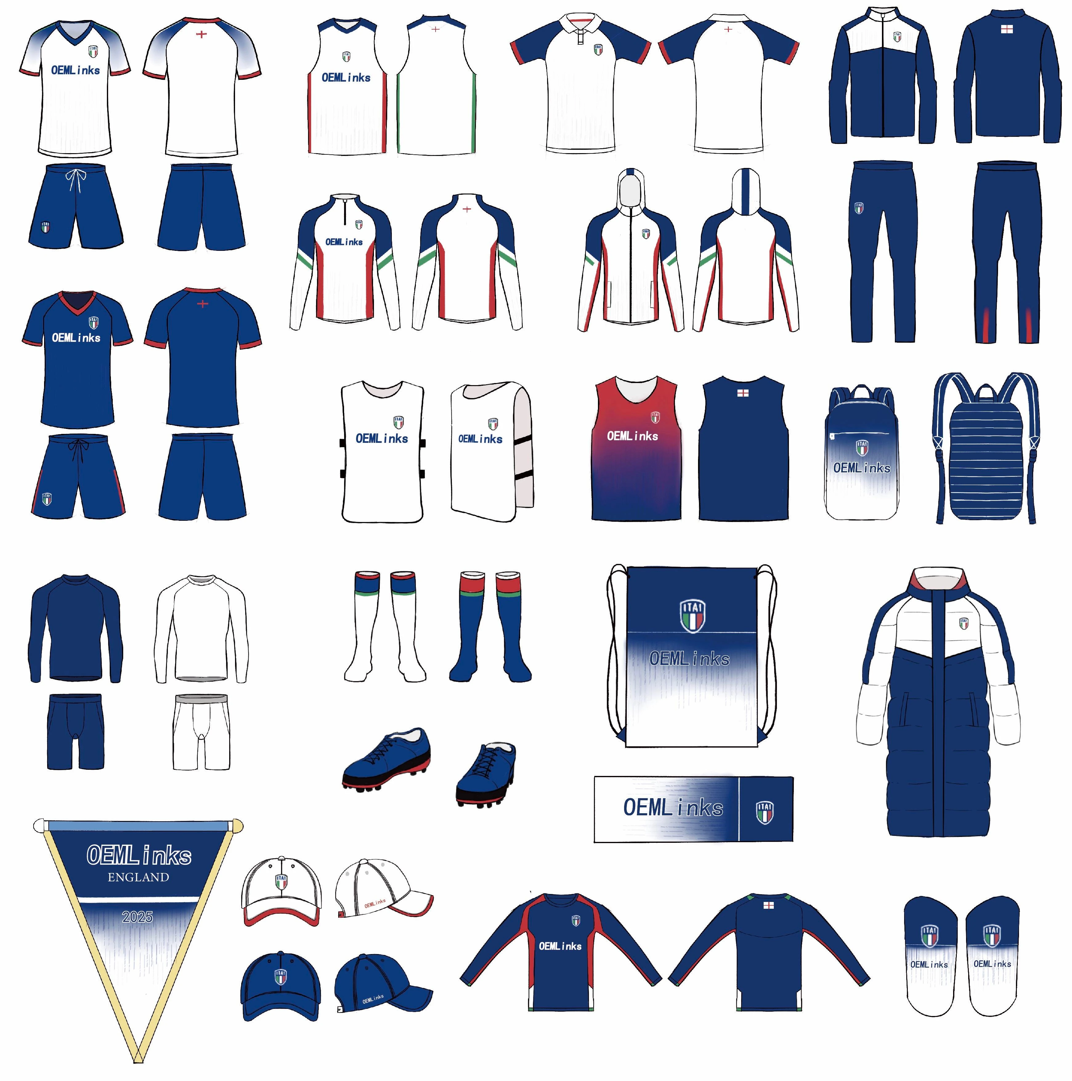 Factory Customizing Soccer Jersey Sets Sublimation Football Uniforms Yellow Red Blue Football Jerseys Set Soccer Kit