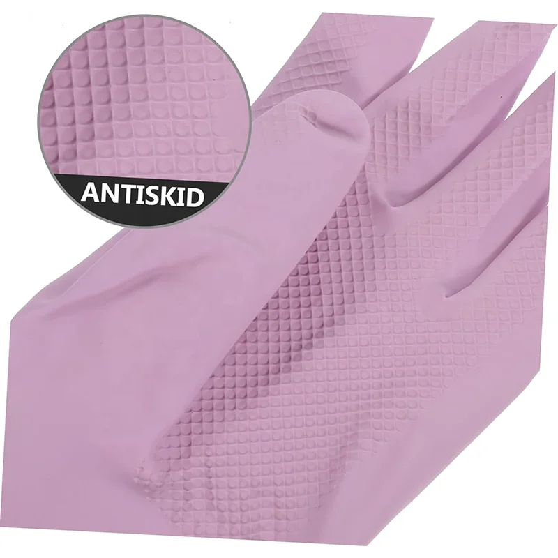 Waterproof Food Preparation Non-Slip Latex Gloves Antiskid Purple Dishwashing Comfortable Cloth Washing Gloves