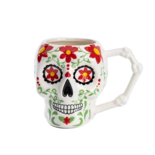 Custom Ceramic mugs Hand painted 3D Large Skeleton Skulls Ceramic Coffee mug cup at any shape & size