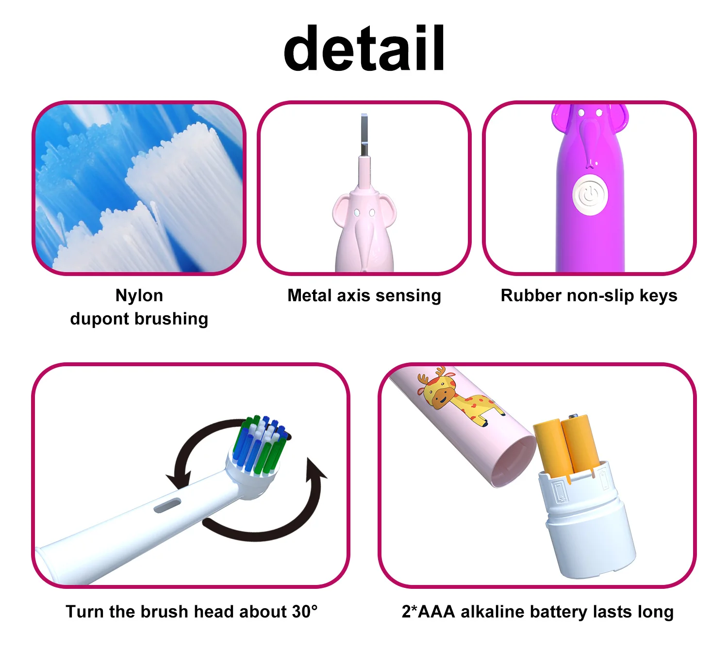 Детская электрическая зубная щетка с вращающейся батареей