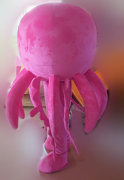 Carnival octopus costume for adult big head small body with small eyes pink soft plush carnival octopus costume