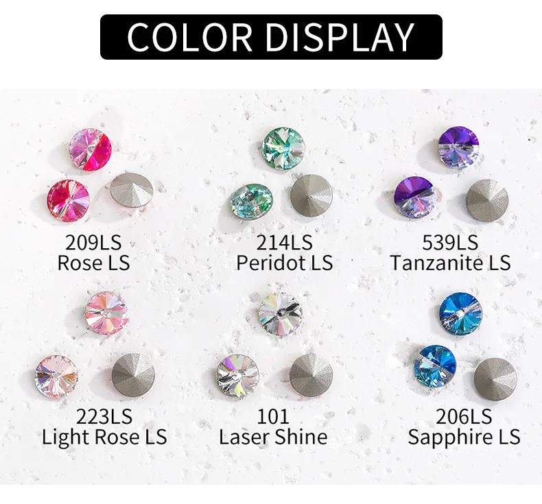 AW K9 Glass laser color  Rivoli Satellite Point Back Stones  high quality  DIY necklace crystal brilliant Garment accessories