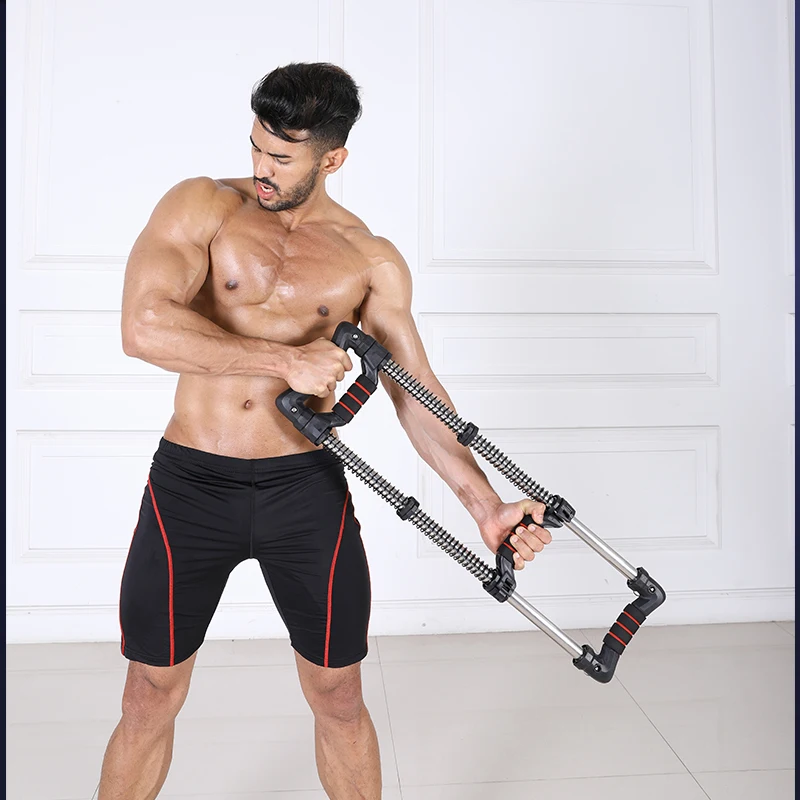 Chest Expander Spring Exerciser Workout Portable Spring Adjustable Push Down Bar Machine Resistance Exercise Gym Kit for Home