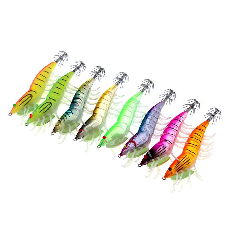 GASTORNI New Wood Shrimp Luminous 11cm 20g Simulation Sinking Slowly Sea Fishing Squid Hook Squid Jig Squid Bait Lure