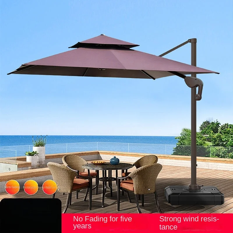 Outdoor Garden Parasol Windproof Double Canopy Square Heavy Duty Aluminum 3 By 3m 4m Parasol Cantilever Patio Umbrella