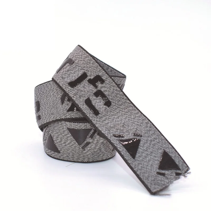 Custom LOGO Silicone Printed  Ribbon Polyester Nylon Logo Pattern Elastic Waist   band Elastic webbing