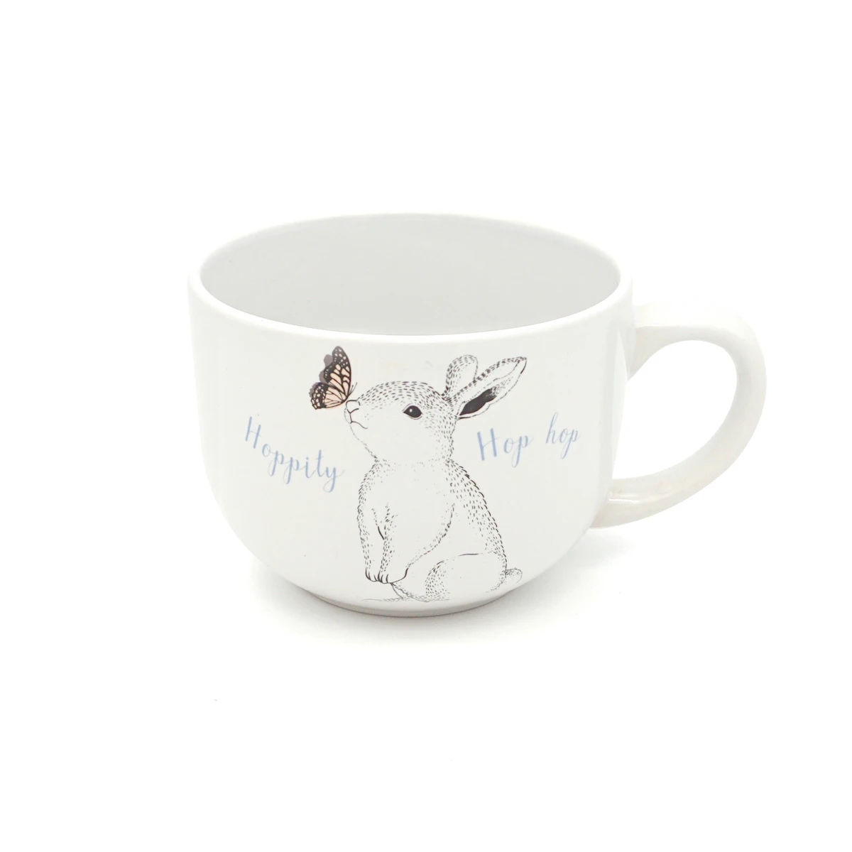 17oz cheap nordic cute rabbit pattern thick coffee stoneware ceramic soup mugs with handle