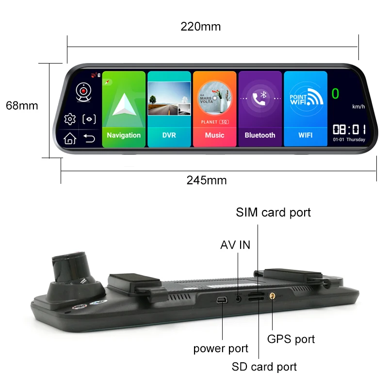 10 inch 4G Car dvr camera FHD 1080P ADAS dash cam android 8.1 2G+32GB gps navigation WIFI driving recorder dvr rearview mirror