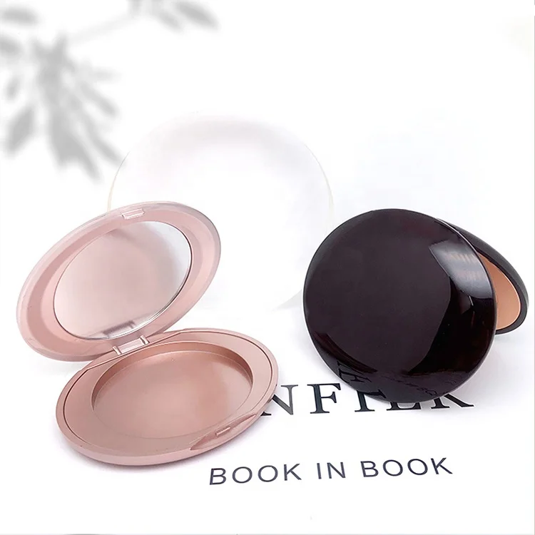 Pressed setting powder packaging compact powder case black blush packaging with mirror