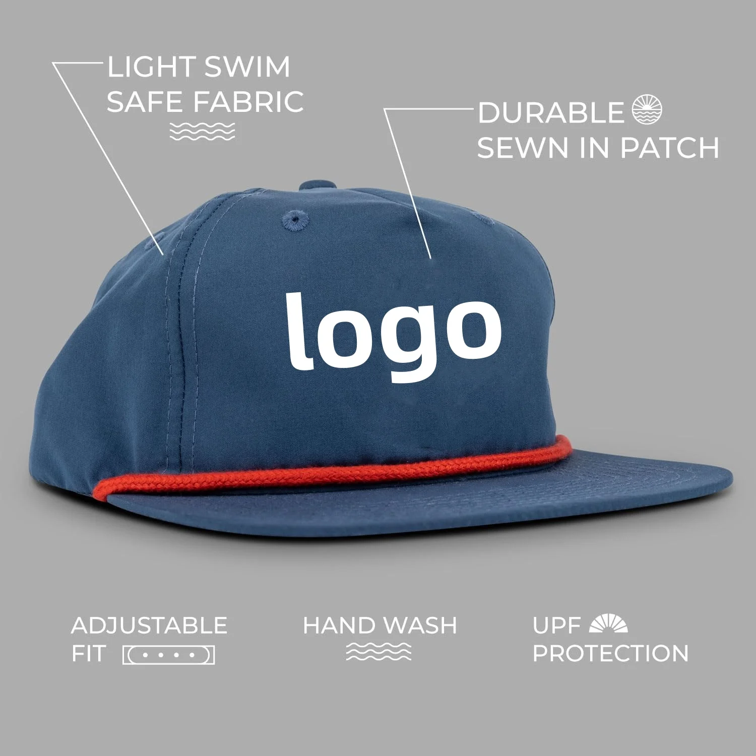 Custom Waterproof Snapback Hat Rubber Pvc Logo With Rope Baseball Cap Gorras High Quality For Men Headwear DOM102