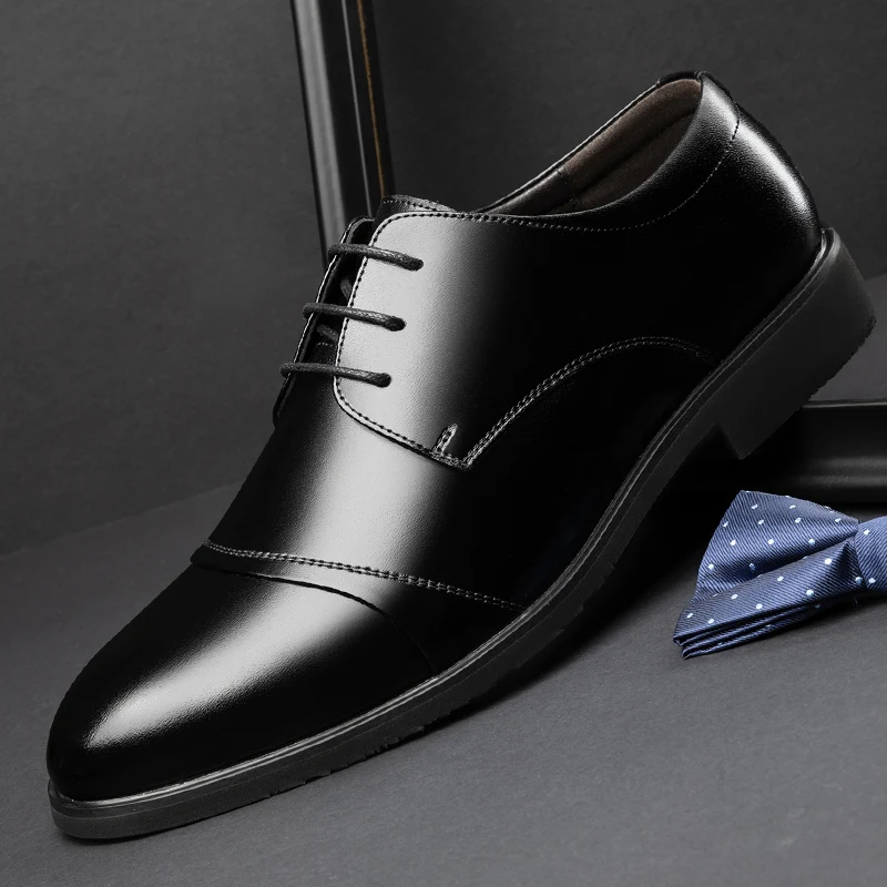 Big Size 46 Mens Pointed Formal Shoes Genuine Leather Italian Fashion Dress Shoes & Oxford