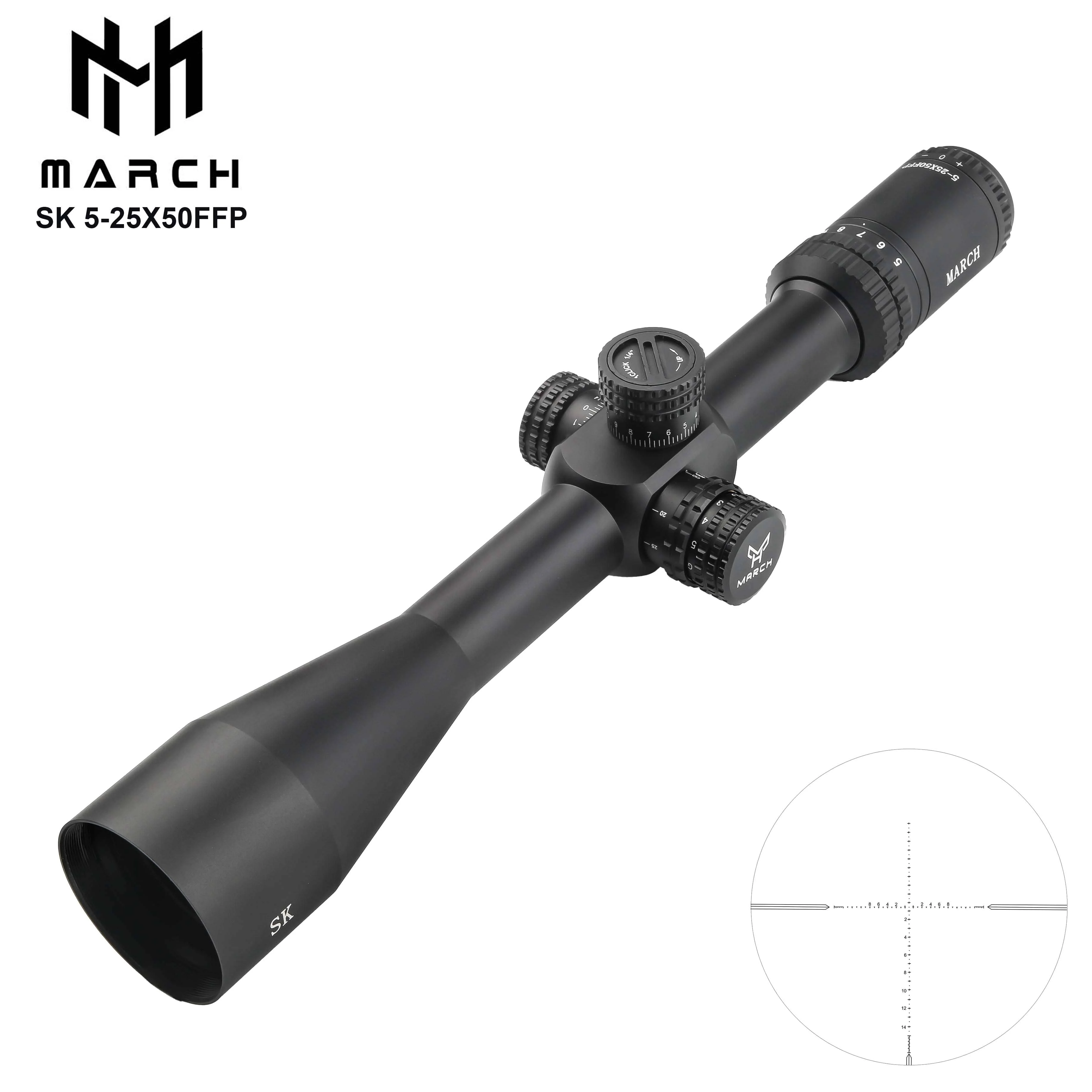Марш SK 5-25X50 FFP ИК подсветка охотничий прицел доступный травление стеклянной сетки большой угол обзора и аксессуары