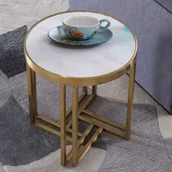 2022 new arrival modern design living room furniture high end marble round luxury Stainless steel base coffee table tea table