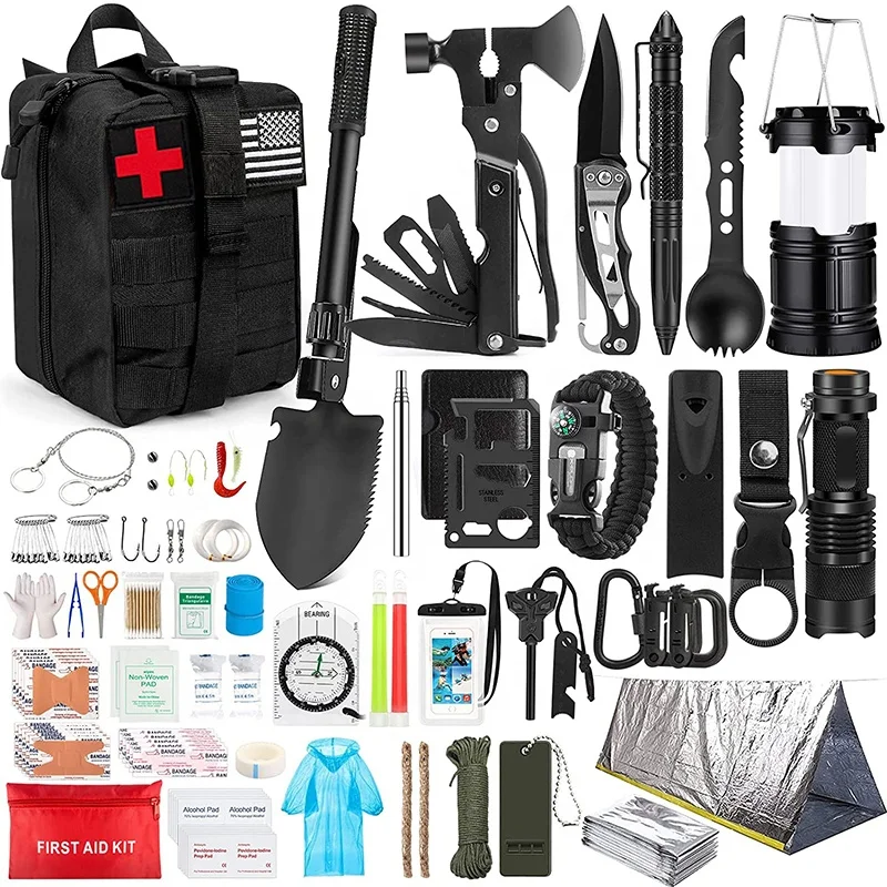 All in 1Survival Card First Aid Axe Shovel Camping Earthquake Emergency First Aid Kit Outdoor Tactical Mini Travel Survival Kit