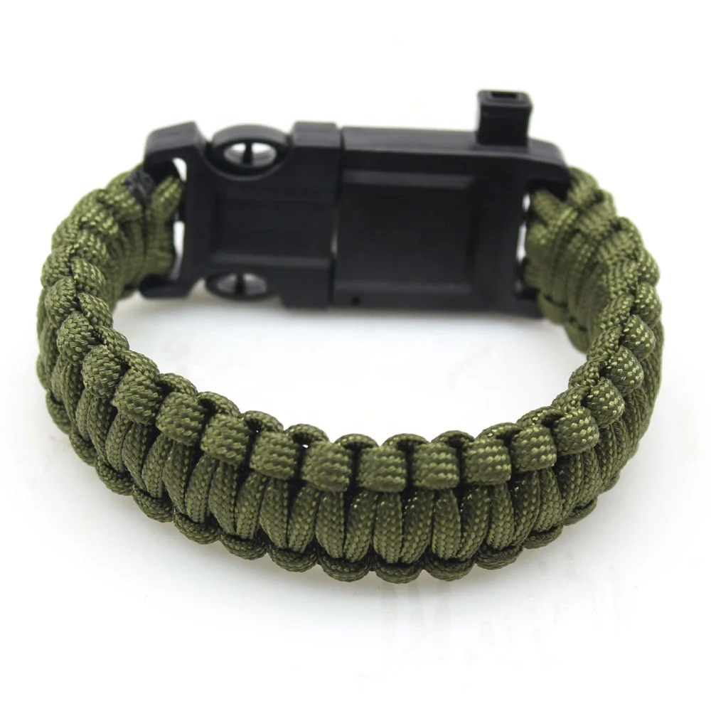 Camping Survival Paracord 550 Strap Wrist Fishing Kit inside Braided Bracelet