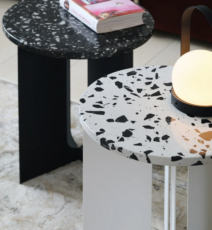 Yuhai  Living Room Furniture Modern Black&White Marble Side Table End Table for Living Room