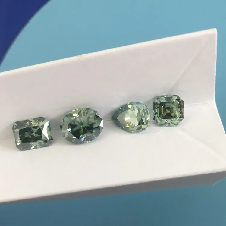 Fancy Shape natural green moissanite oval emerald cut radiant cut asscher green moissanite diamond