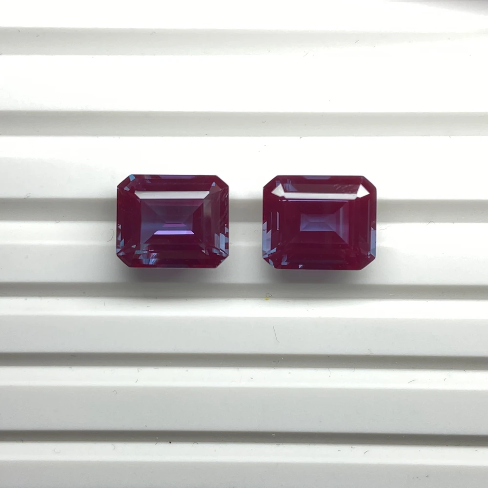 HQ Gems Alexandrite Gemstone Lab Grown  Color Change,Alexander Stone  Emerald Cut 10X12mm