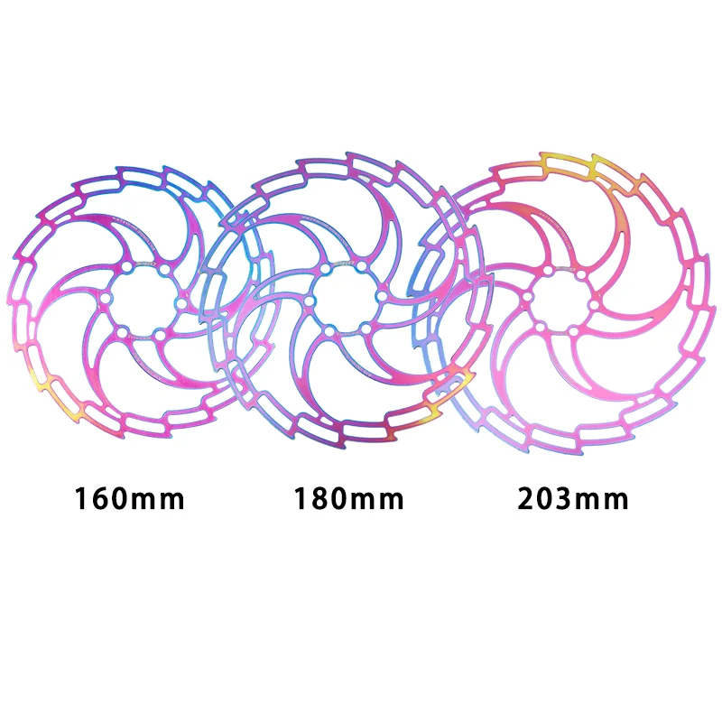 Hollow out ultra light color brake disc for mountain bike 160 / 180 / 203mm  six pin brake disc