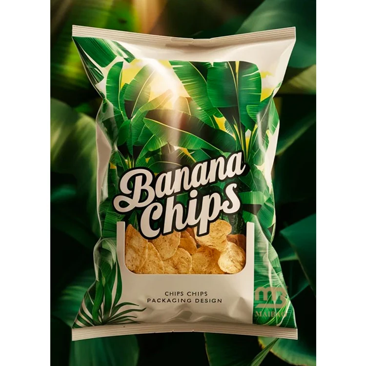 Custom Printed Potato Chip Bags Aluminum Foil Plastic Plantain Chips Packaging Bags Food Banana Snacks Pouches For Potato Chips