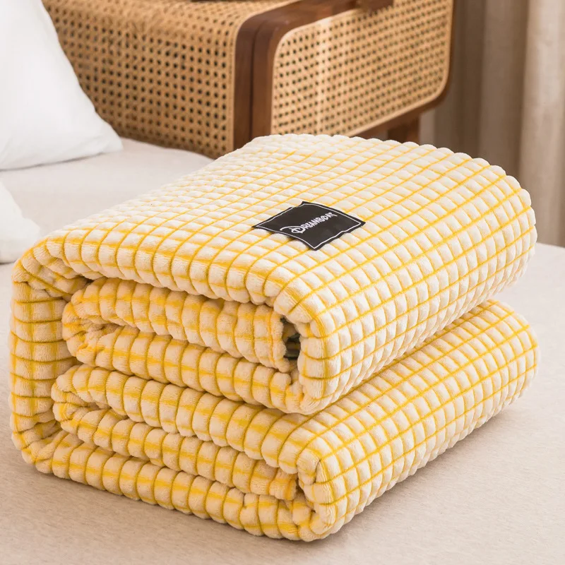Eco-Friendly Home Coral Raschel Blanket Small Quilt with Woven Technics Four Seasons Warmth Bed Sheet Nap Blanket Facecloth