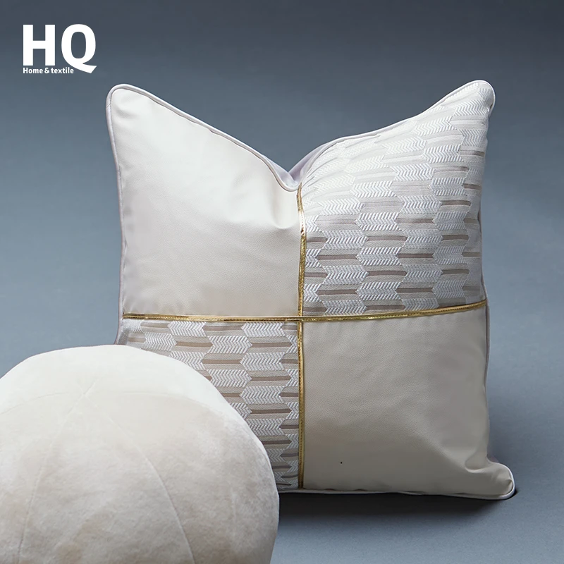 
Giving Free Samples Can Mixed Purchase Faux Leather Embroidered Jacquard Cushion Cover White Cushion 