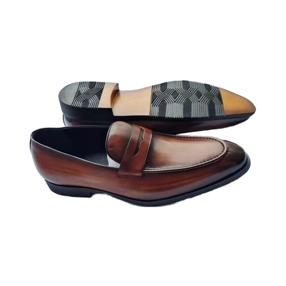 Italian Style Dress Shoes Men Leather Walking Style Shoes Classic Leather Slip-On Loafer Shoes Men