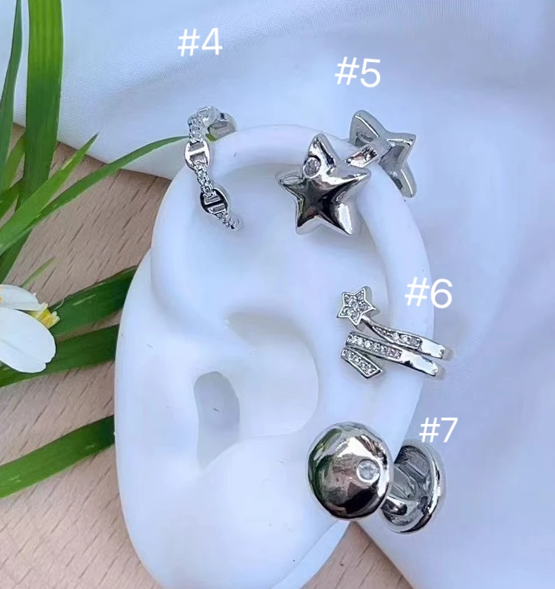 charmzeal 0.9$ each pair Wholesale silver plated mini earrings cuff ear earring piercing simple earring jewelry design for lady