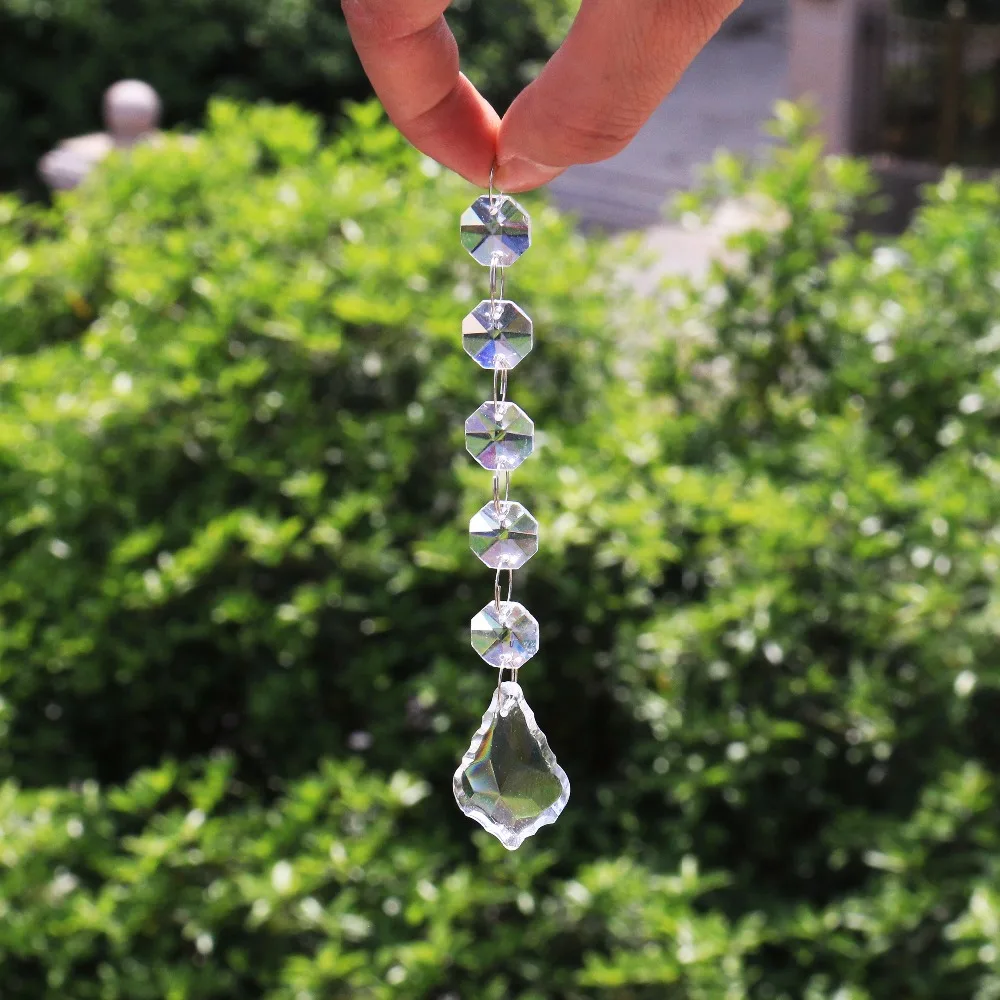 Handmade Crystal Chain Chandelier Glass Maple Crystal Lamp Prism Pendant Ab K9 Crystal Glass Flower Chandelier Parts