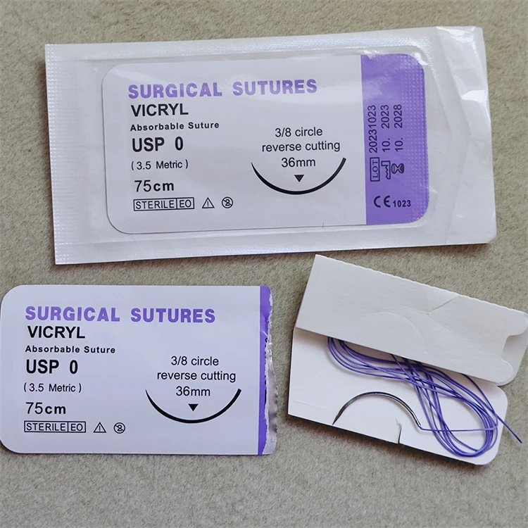 Disposable Absorbable 75cm Pga Thread Chromic Plain Catgut Medical Vcryl Surgical Sutures