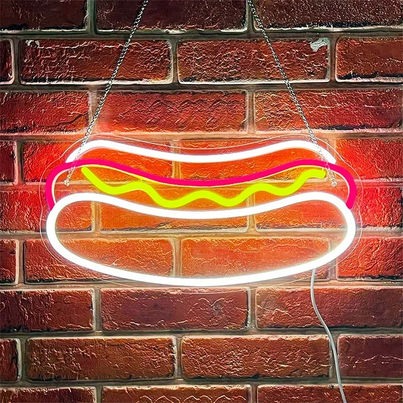 Sausage Flex Neon Sign Hot Dog Clear Acrylic LED Light up Signage