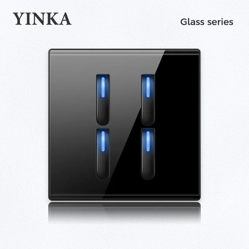 YINKA Home Wall Black Light Socket Switch New Design Electric Switches And Sockets Factory Supply Electronic Switch