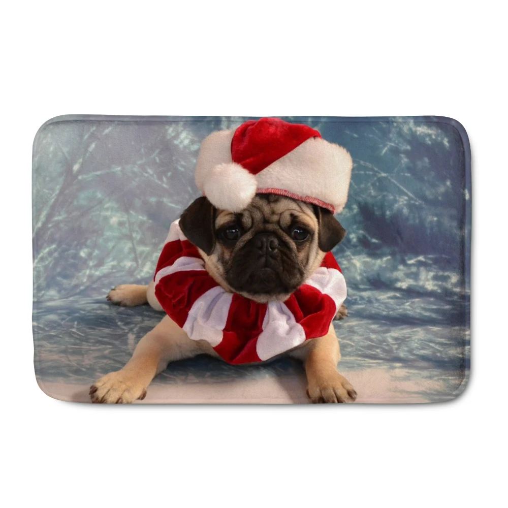Wholesale Door Mats Carpet Christmas Hat Animal Cat Dog Pug Horse Deer Pattern Christmas Floor Mat New Arrival