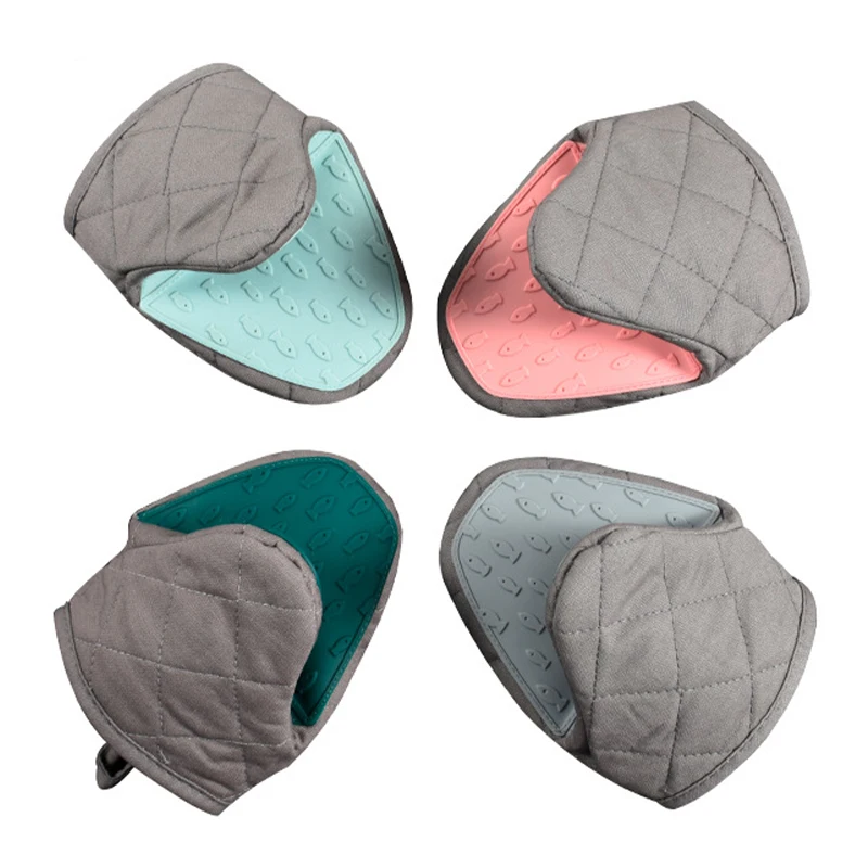 Custom Anti-scalding Oven Gloves Mitts Potholder Cotton Kitchen Silicone Gloves for Tray Dish Bowl Holder Oven Hand Clip