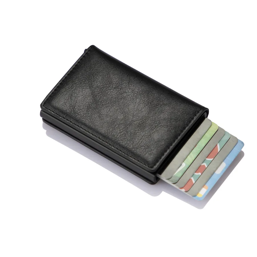 European Style PU Leather Wallet RFID Blocking Aluminum Credit Cards Holder For Promotion