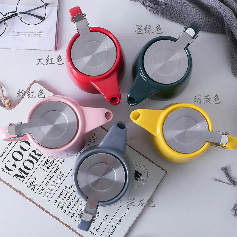 18 oz Artisan porcelain ceramic Stump Teapot with Basket Infuser For Brewing Loose Leaf Tea