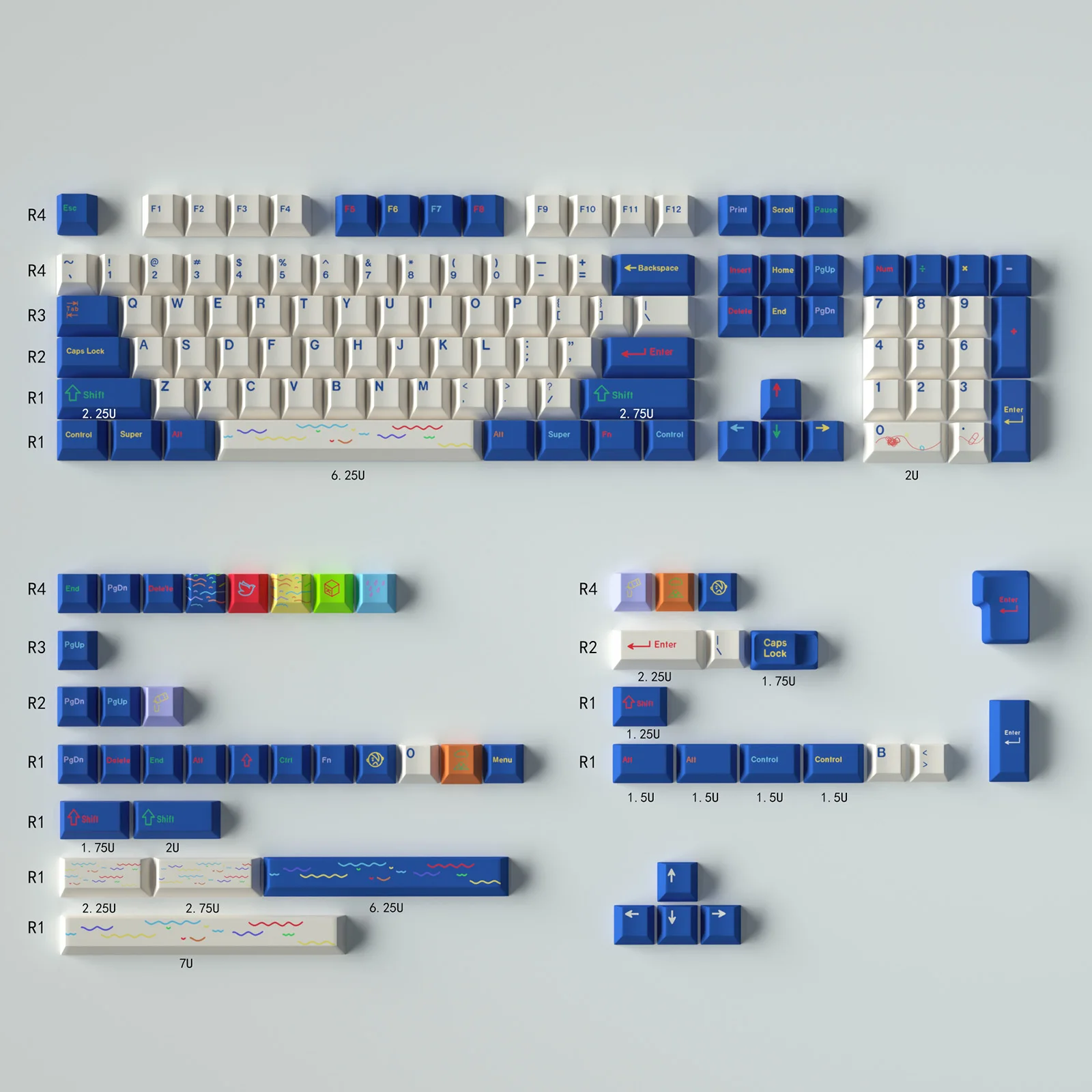 152 Keys Emo Blue/Black Keycaps Cherry Profile PBT Keycap For MX Switch Mechanical Keyboard Custom Keycaps