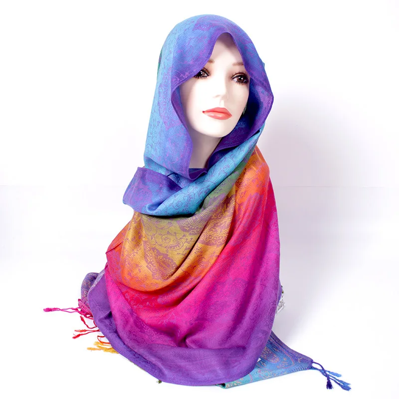 Ethnic Style Mixed Scarf Dual Jacquard Colorful Cashew Long Scarf Tourist Shawl Headscarf Imitation Cashmere Kashmir Scarf