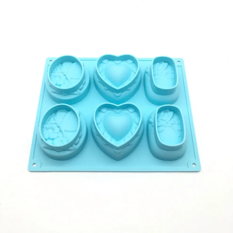 HY Wholesale Flower Oval soap making mold Food Grade 6 Cavities DIY Homemade 3D Rose custom soap mold