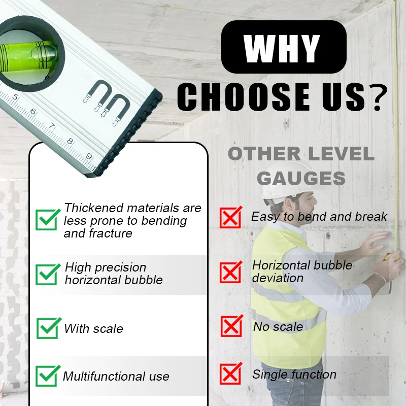 3 Spirit Bubble Shockproof Top Vial Alloy Frame 12Inch Magnetic Level Torpedo Level