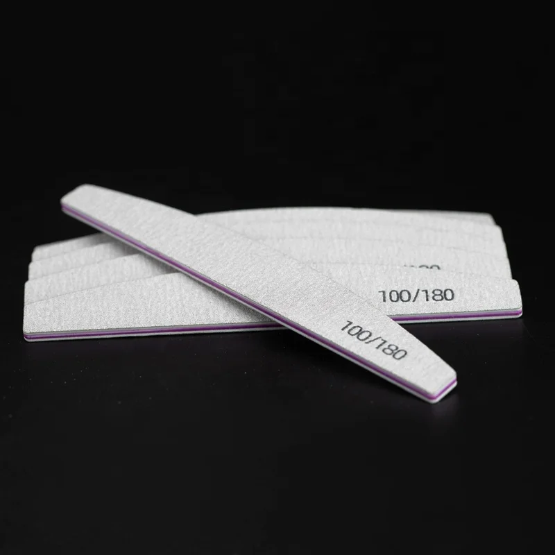 Wholesale Half Moon 180/240# 100/100 Grit Private Label Printed Green Purple Zebra Professional Custom Nail File 100/180 80/80