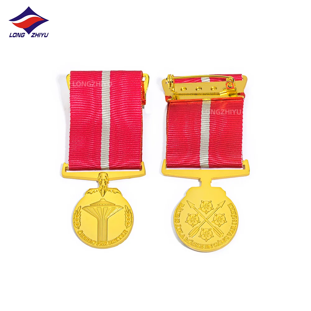 Longzhiyu 17 years professional design honor medal customized metal products gold medal for honor wholesale medal producer