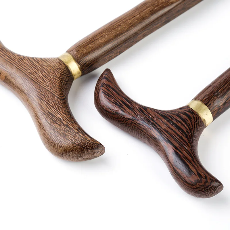 Wenge Wood Non-slip T-shaped Handle Sturdy 87cm Wooden Walking Stick