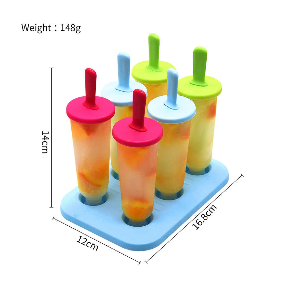 Set of 6 Plastic Popsicle Molds Ice Popsicle Molds Ice Maker Kid ice cream tray holder lolly pops