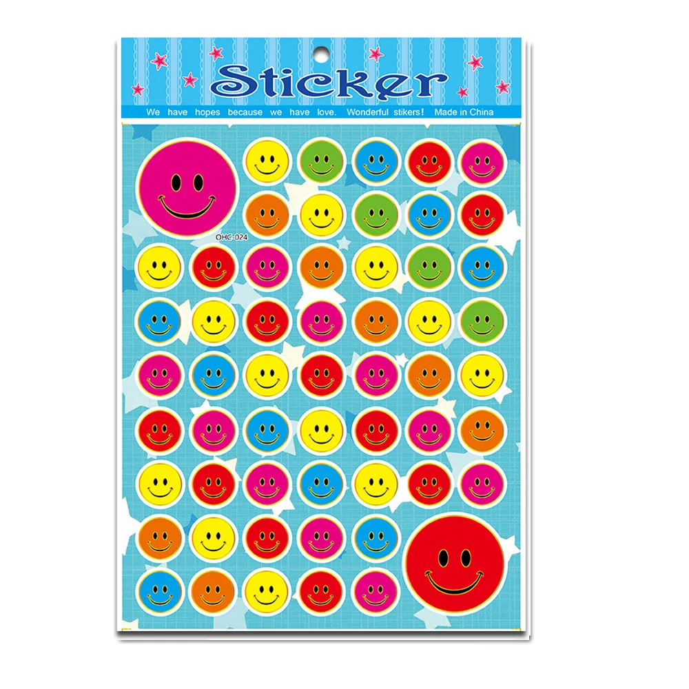 Wholesale Multiple Styles Smile Stickers Diy Children Reward Stickers Smile Face Waterproof Stickers For Car Laptop