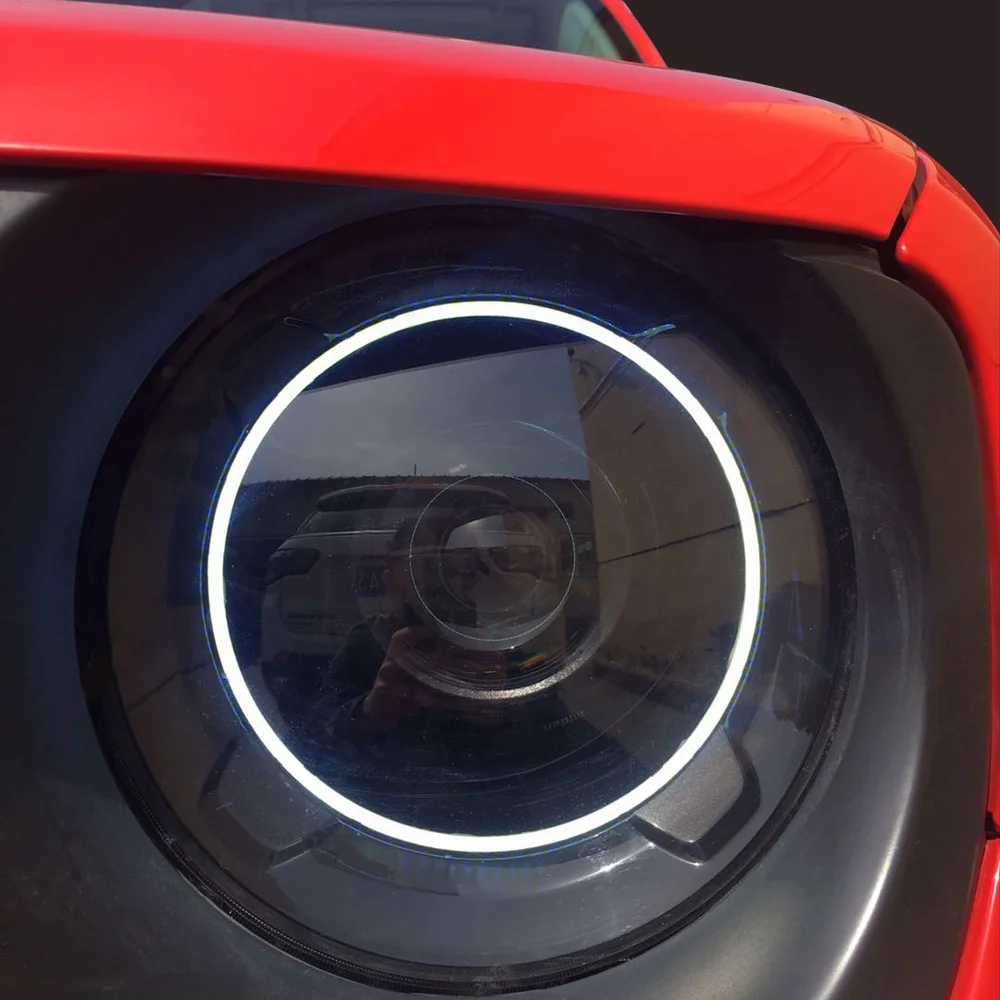  7 дюймов LED для Jeep фары автомобиля Белый Halo Кольцо ангельские глазки светодиодные дневные ходовые огни дневного света jeeprenegade и Wrangler